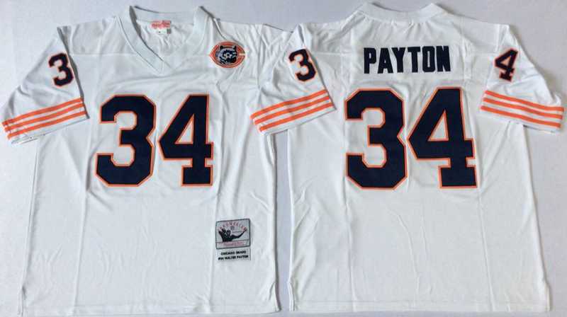 Bears 34 Walter Payton White M&N Throwback Jersey->nfl m&n throwback->NFL Jersey